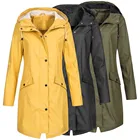 Женская однотонная дождевая куртка 2021, уличная походная толстовка, водонепроницаемое ветрозащитное длинное пальто, женская теплая верхняя одежда, женская одежда