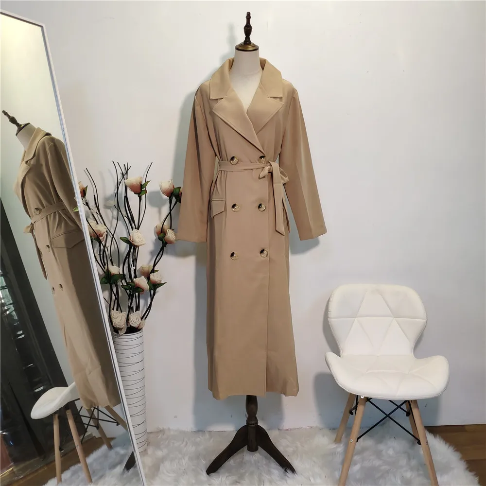 

Siskakia X long Trench Coat Winter 2020 Women Warm Double breasted Suit collar Overcoat