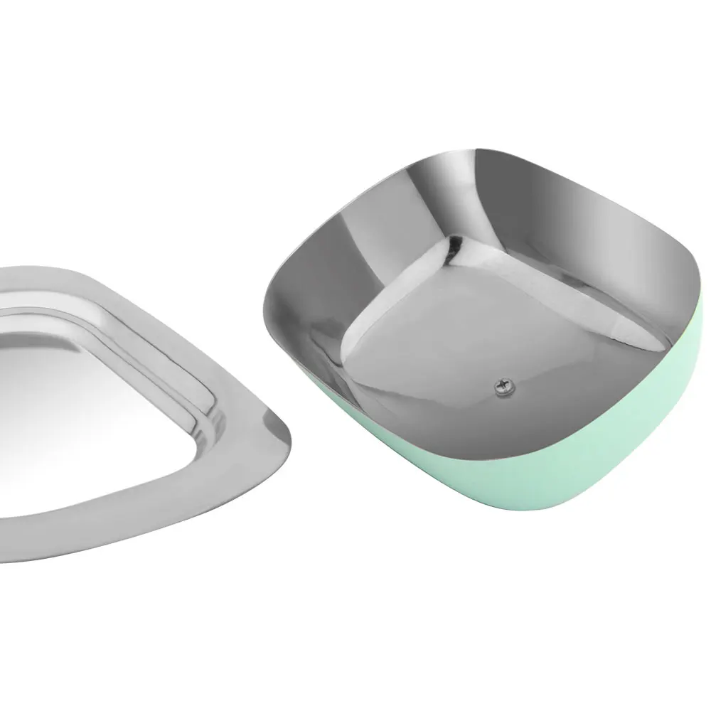 Масленка контейнер для сыра хлеб лоток хранения с голубой крышкой из нержавеющей