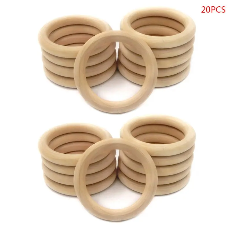 

20 Pcs Natural Wooden Baby Teether Ring Infant Molars DIY Accessories Craft Toy 19QF