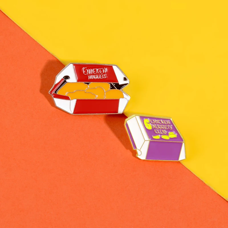 Курица самородки эмалированная булавка смешная закуска в коробке быстрого