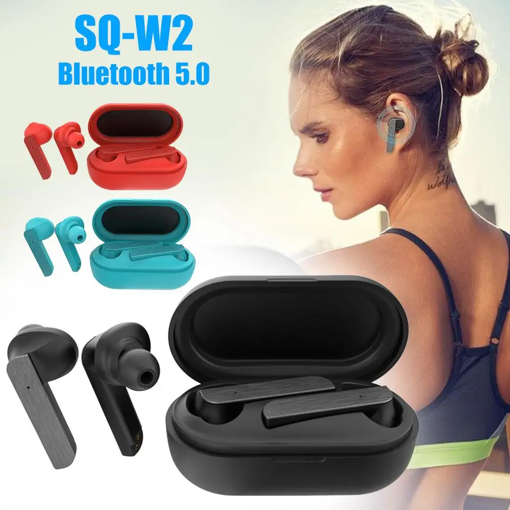SQ-W2 TWS Bluetooth 5 0 портативные Беспроводные наушники с зарядным устройством Мини для
