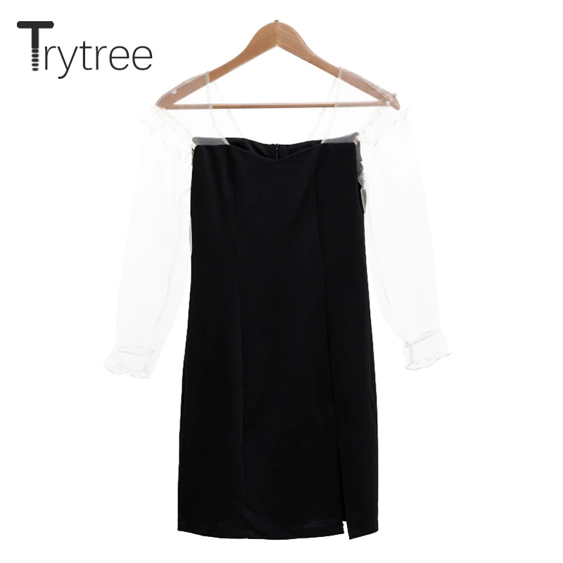 Осень зима 2020 женское Повседневное платье Trytree с квадратным воротником модное