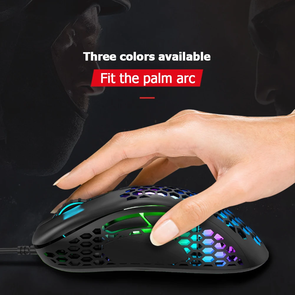 

M65 USB Wired Gaming Mouse 6 Button 2400DPI Adjustable RGB Backlit Optical Mouse Lightweight Honeycomb Shell Gamer Mice