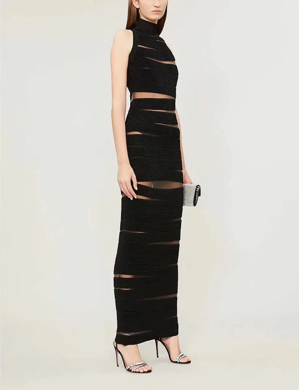 

Новинка 2020, женское черно-белое платье с О-образным вырезом, без рукавов, для знаменитостей, для вечеринки, облегающее платье, Прямая поставк...