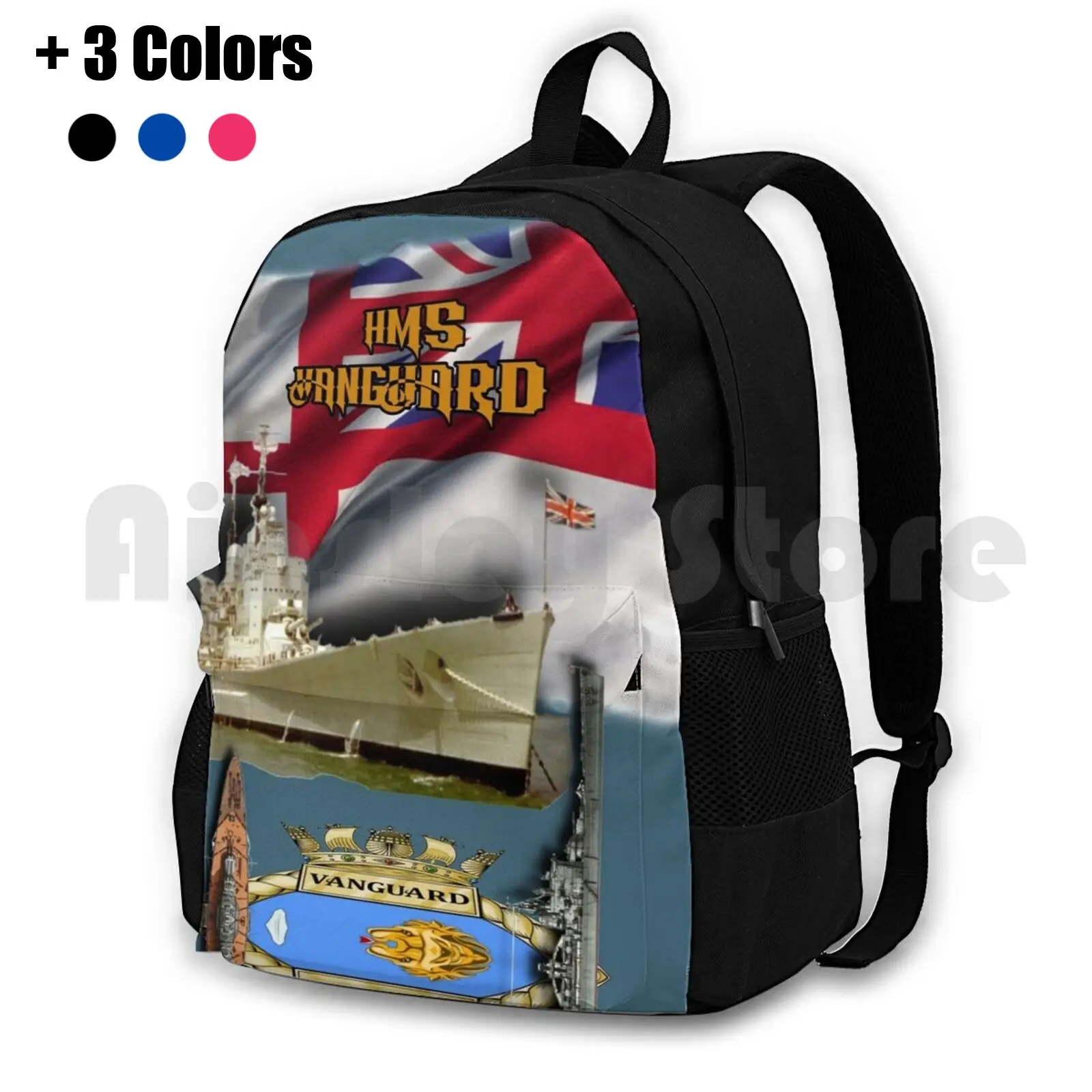 

" Hms Vanguard " Outdoor Hiking Backpack Waterproof Camping Travel Idea Ships Warships Great Britain England Armed Forces Roya
