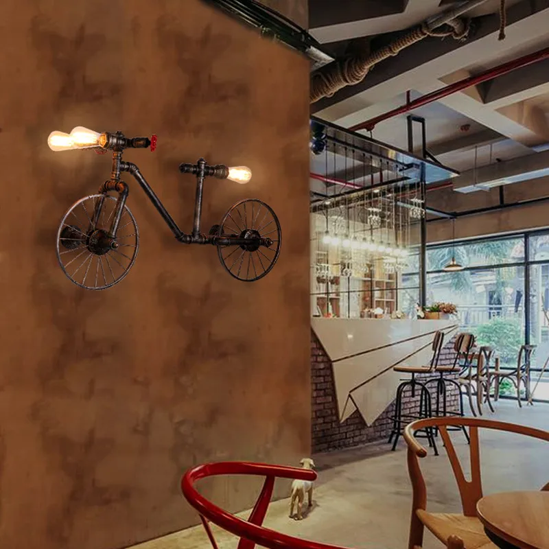 

Loft Chandelier For Cafe Bedroom Restaurant Bar vintage bike lamp Indoor home Industrial Loft Rustic Decor suspension lamp