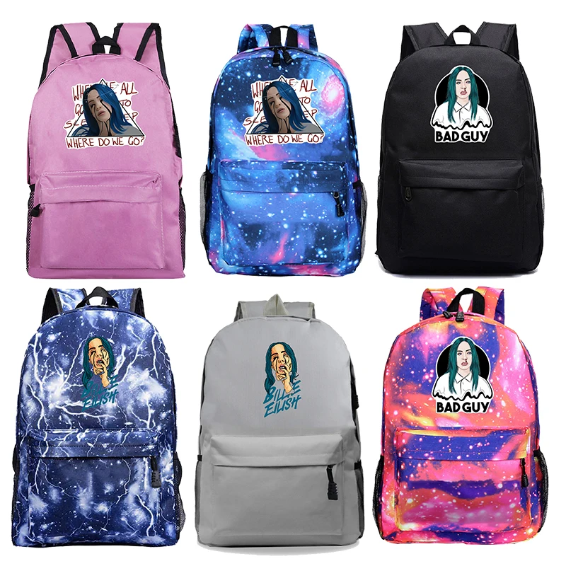 Plecak DJ Singer школьный Billie Eilish рюкзак и сумка A Dos Bad Gay Bookbag Bolso Mujer школьные сумки для девочек-подростков на молнии 8