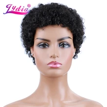 Lydia Synthetic Wigs For Women Short 4 Inch Curl 100% Kanekalon Heat Resistant Fiber Natural Black Daily&Party Wig