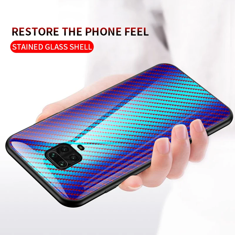 TeppKa чехол для Xiaomi redmi Note 9 Pro Чехол nOTE max углеродное волокно текстура стекло Мягкий