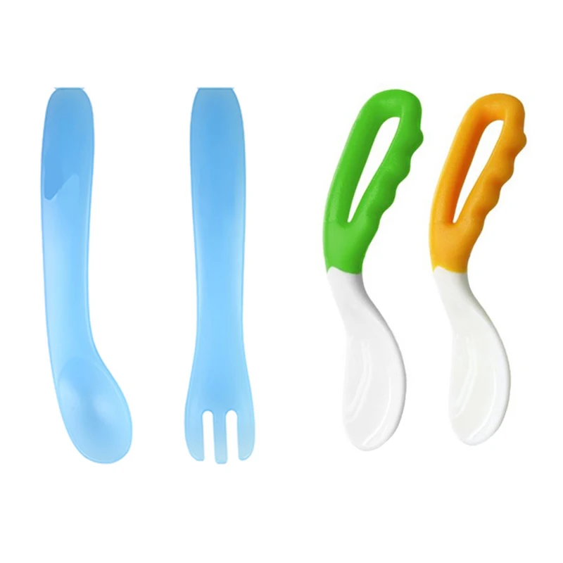 Детский набор ложка и вилка силиконовая посуда для детей 1-2 лет | Мать ребенок