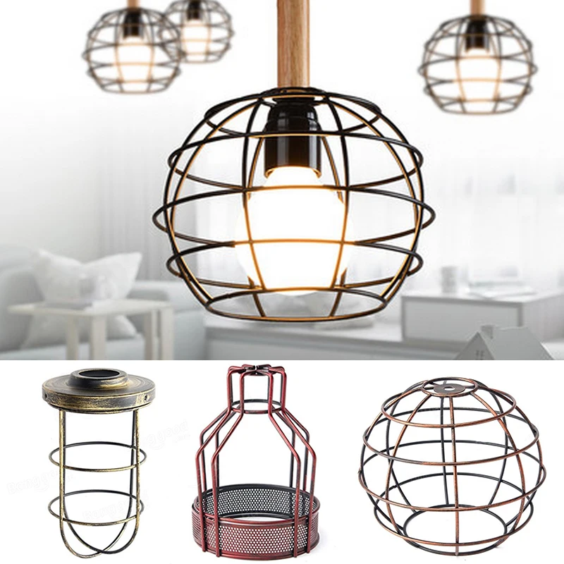 

Bulb Cage Guard Iron Vintage Ceiling Shade For Home Light Fitting Cafe Lampshade