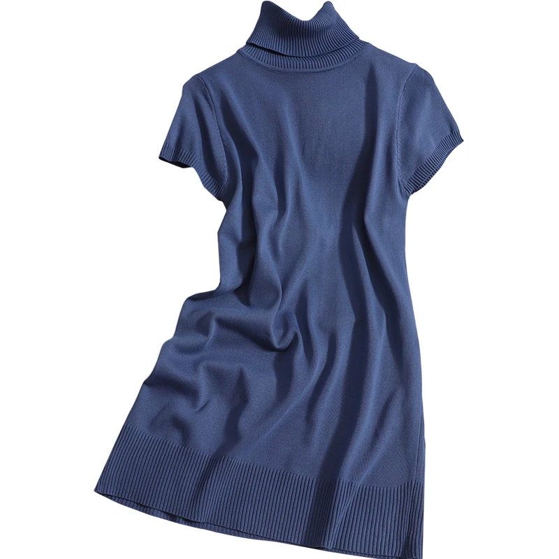 

Black hedging Turtleneck knitted short Dress students autumn new Korean casual solid color mini elegant dress womens vestidos