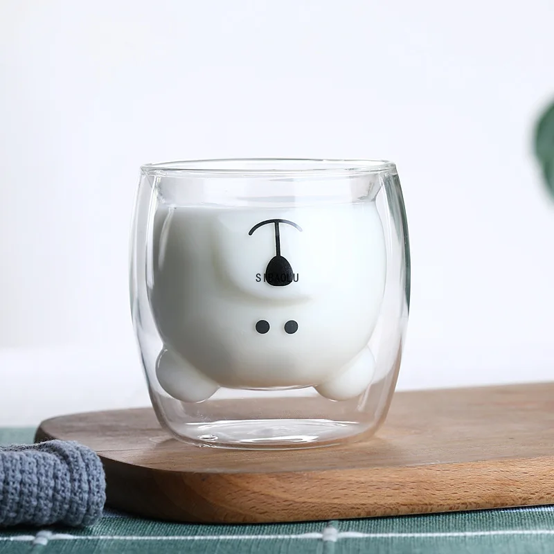 Мультяшная двухслойная кружка из боросиликатного стекла чашка с изображением