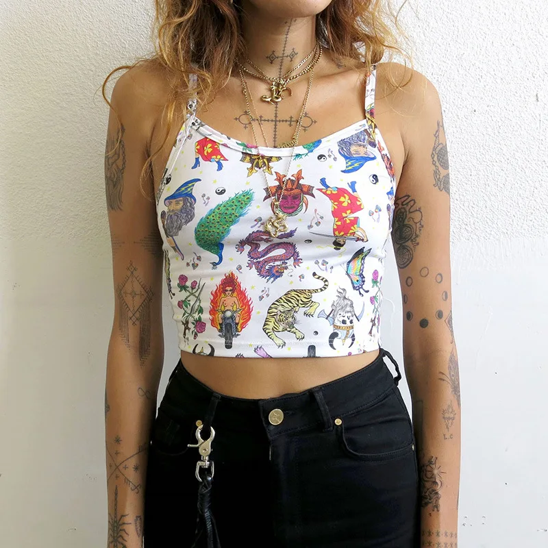 2020 женская летняя модная повседневная майка тонкий укороченный жилет с животным