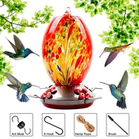 colorful hummingbird food feeder hand blown glass feeder drinker water feeding bowl for yard outdoor parrot accessories colorfu
