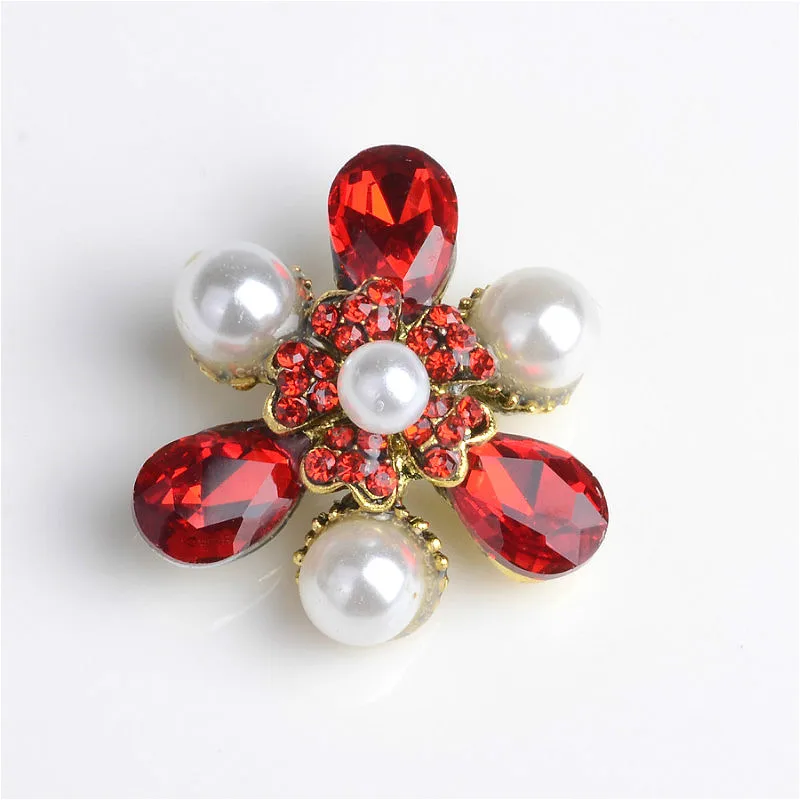 5X Высокое качество цветы жемчужные пуговицы со стразами DIY плоская задняя