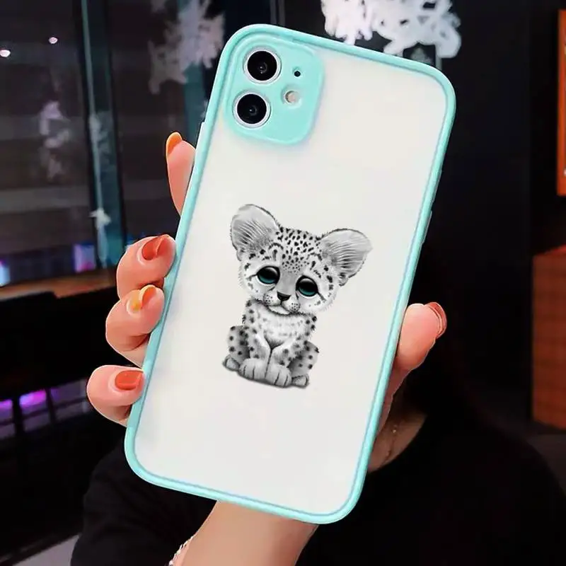 

Leopard cartoon cute Phone Case Matte Transparent for iPhone 7 8 11 12 s mini pro X XS XR MAX Plus cover funda