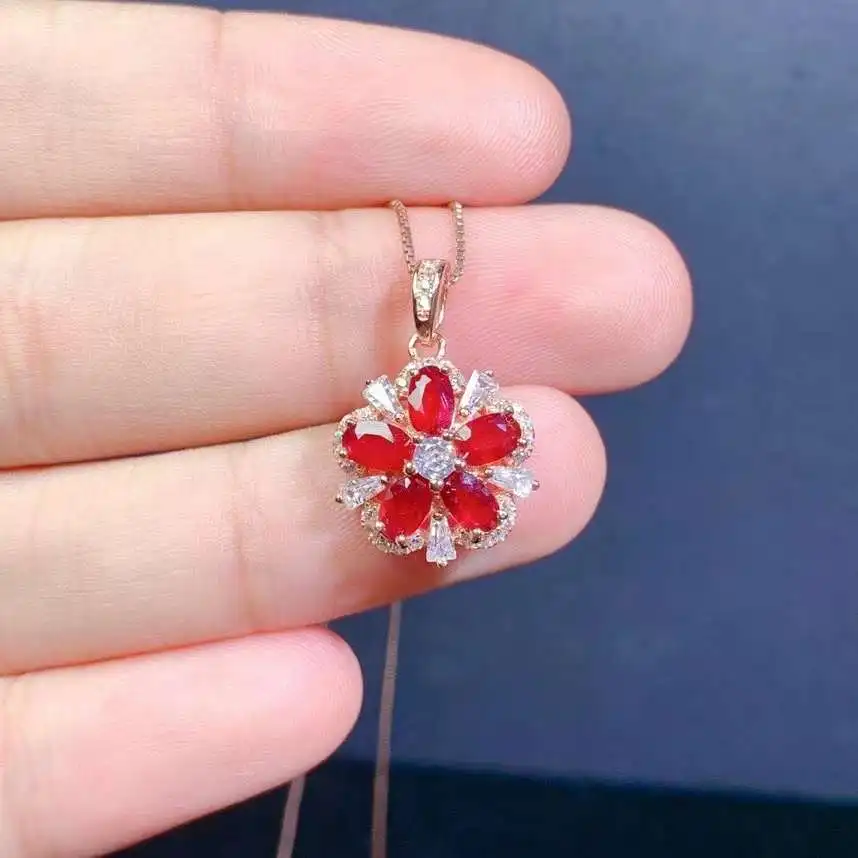 

Женское ожерелье из серебра 925 пробы с красным Рубином