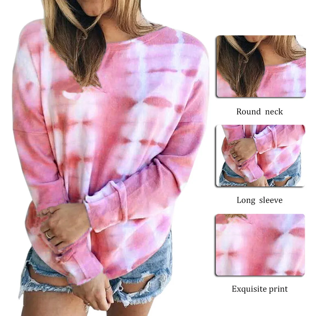 

Streetwear Long Sleeve Hip Hop Outfits Casual Loose Oversized Autumn Top Female Tshirt New CALOFE Tie Dye Women Long T Shirt