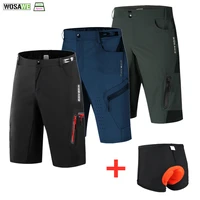 wosawe men cycling shorts mtb shorts with 3d gel padded underwear shockproof reflective rain resistance downhill bike shorts