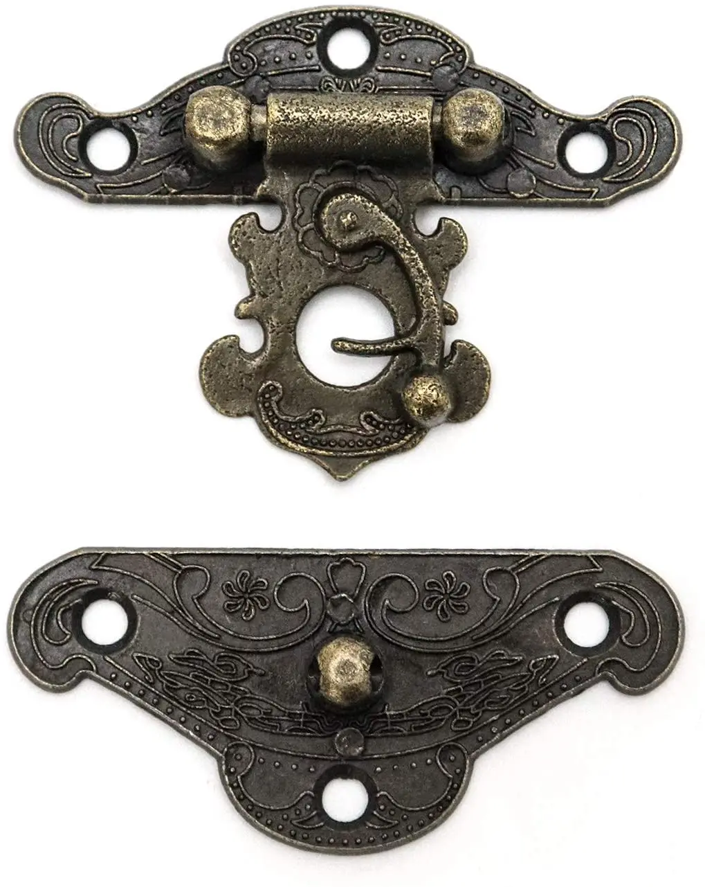 5Pcs Retro Antique Buckle Latch with Screw Vintage Hasp Pad Chest Lock Plate Wooden Case Jewelry Box Cabinet Decoration - купить по
