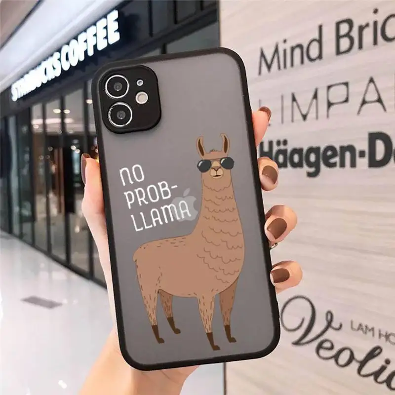 

Cute Llama Alpaca Animals Cartoon Phone Case matte transparent For iphone 7 8 11 12 plus mini x xs xr pro max cover