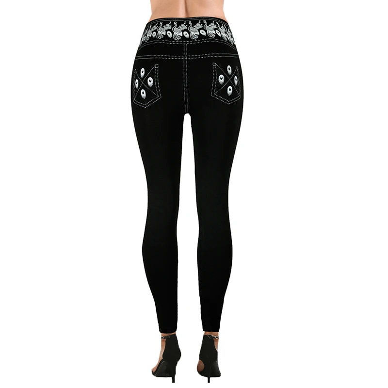Женские облегающие леггинсы с принтом черные спортивные Леггинсы пуш-ап