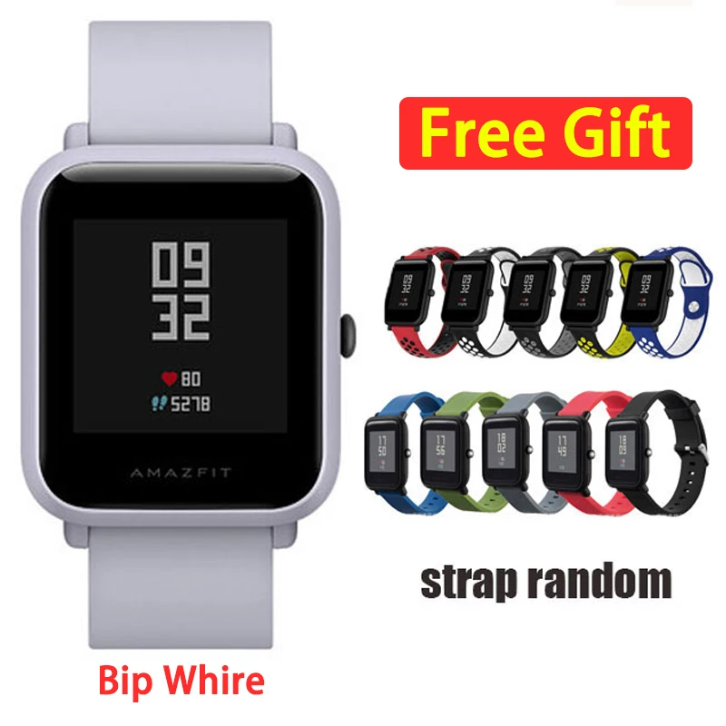 White Gray Strap Глобальная версия Xiaomi Huami Amazfit Bip Смарт часы сердечного ритма мониторы gps Gloness Smartwatch 45 дней в режиме ожидания для телефона MI8 IOS - Цвет: White Gray Strap