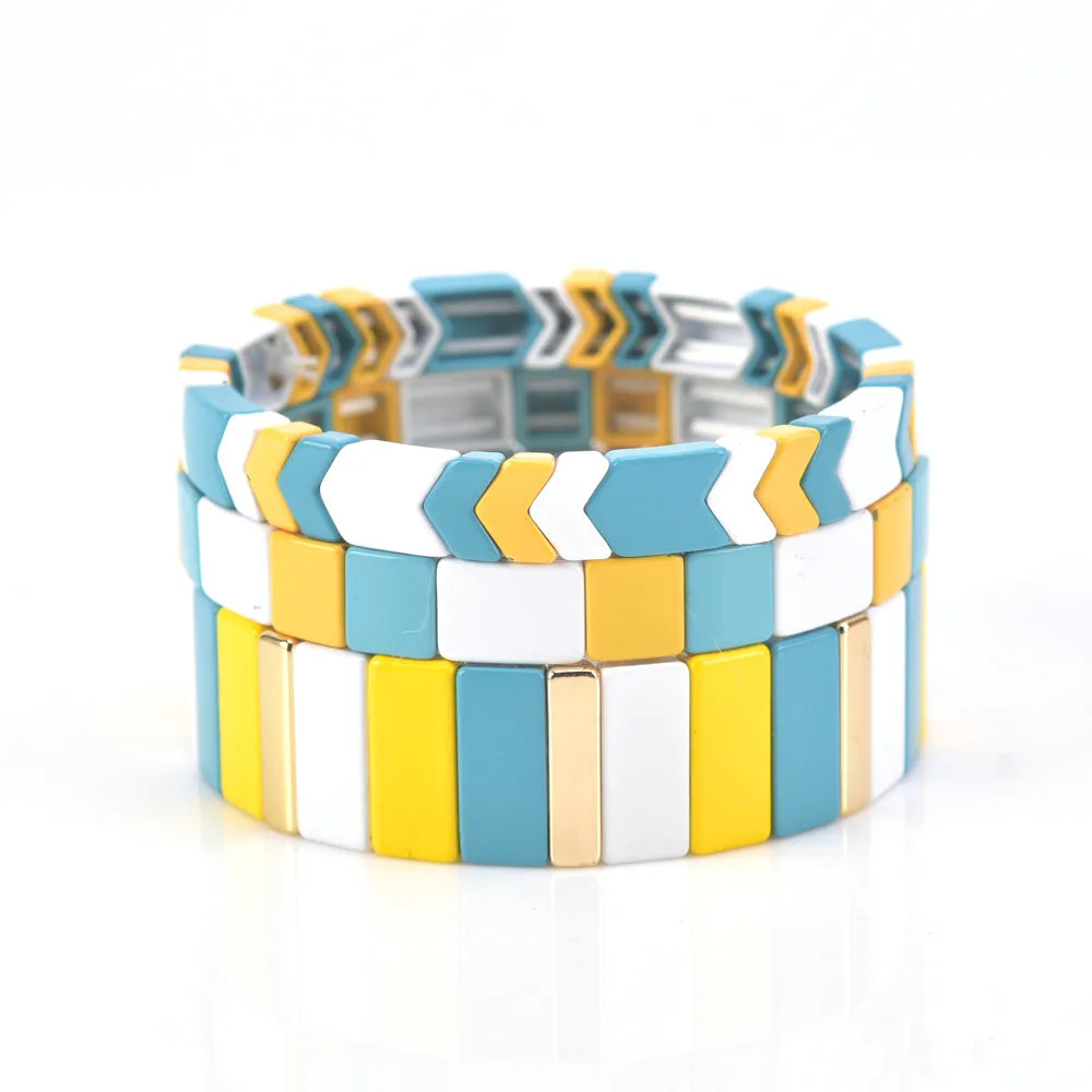Модные ювелирные изделия KSRA 2019 браслет радужной плитки эмалевые Стрейчевые
