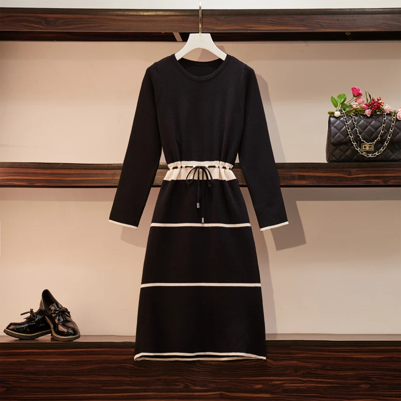 Осеннее платье новая женская одежда большого размера французские платья с