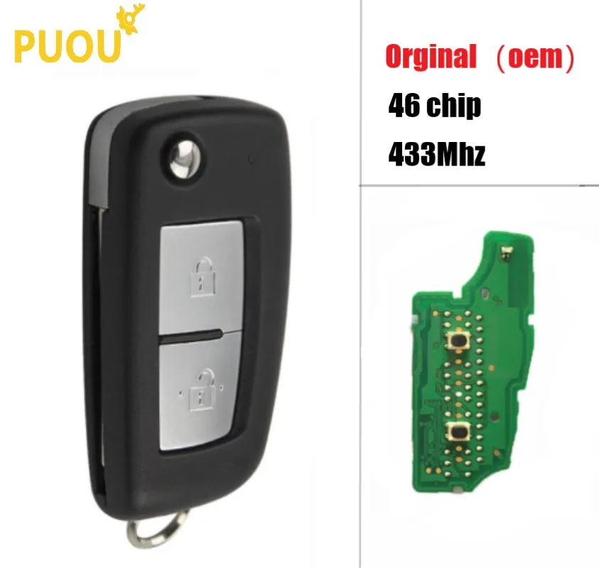 2 кнопки 433 МГц PCF7961A ID46 флип oem Оригинальный дистанционный брелок для Nissan Micra Note 2014