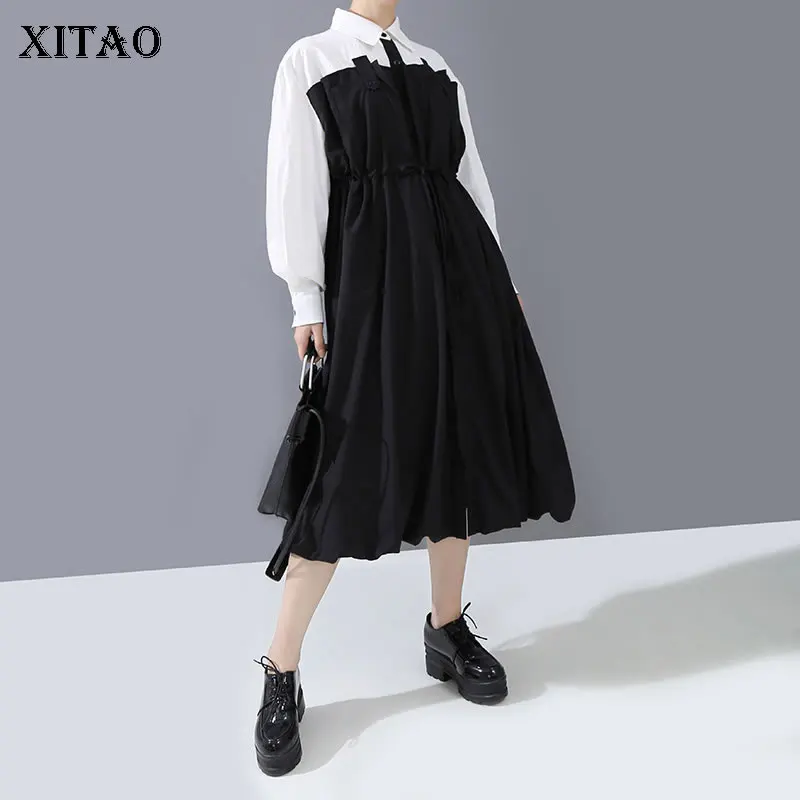 XITAO Tide хит цвет плиссированное платье размера плюс женская одежда 2020 Мода весна