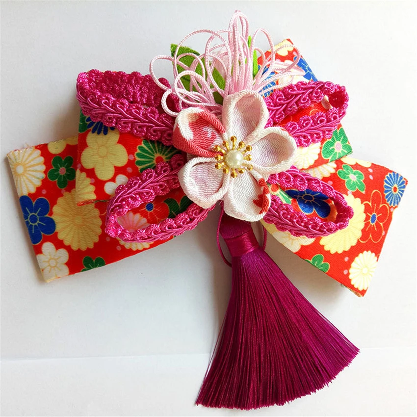 Кимоно ручной работы для женщин головной убор в японском стиле косплея с цветами