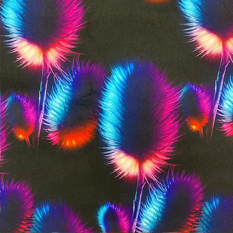 

Y.zhe Beautiful 100%Cotton Fabric Black Color Dandelion Pattern Digital Printing Sewing Material Children Fabric Diy Shirt/Dress