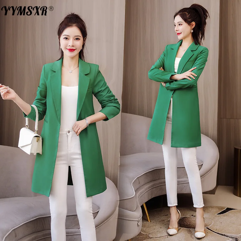 Женский офисный пиджак облегающий средней длины повседневный с длинным рукавом