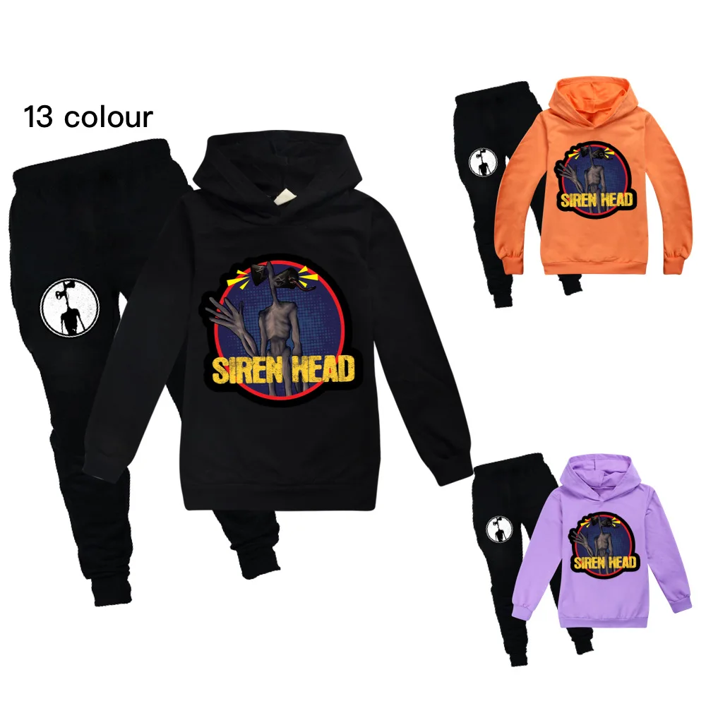 Осенняя и зимняя детская худи в анимационном стиле на две части в комплекте с классической игрой-сиреной головой для мальчиков и девочек свитер для повседневной носки.