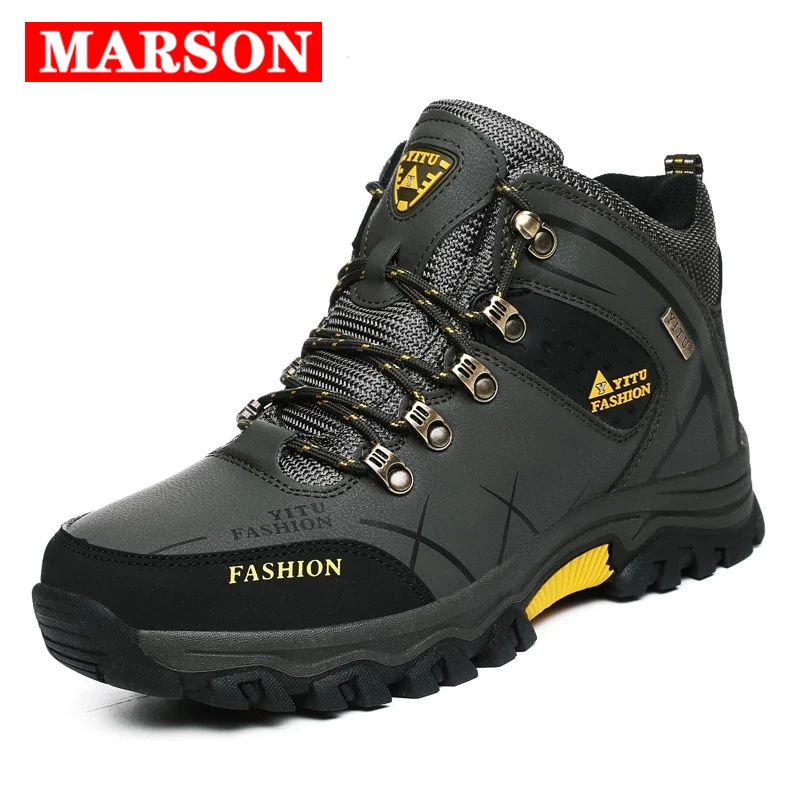 

New Men Winter Snow Boots Waterproof Leather Fashion Super Warm Men's Boots Outdoor Male Hiking Boots Work Shoes Plus Size