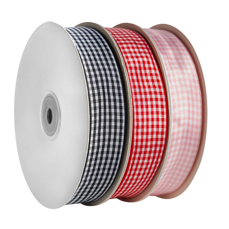 

1PC 25mm 45meters/roll Plaid Satin Ribbon Handmade DIY Wedding Decorative Cake Fresh Flower Ribbon Gift Box Packaging Belt