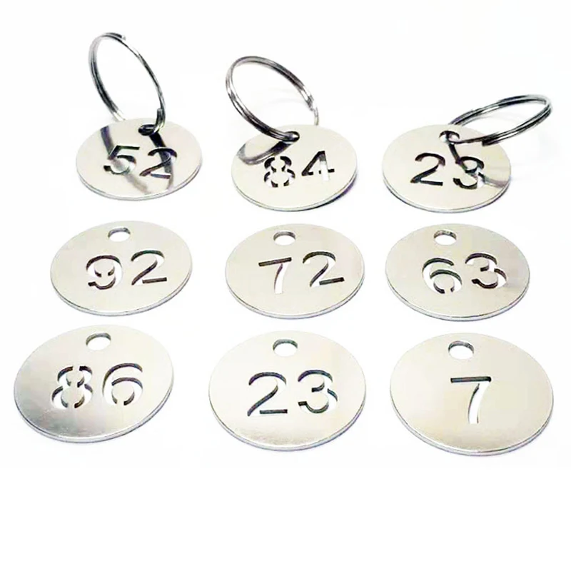 Парето 23 мм номер тега Нержавеющая сталь брелок для ключей Dog Tag пользовательских