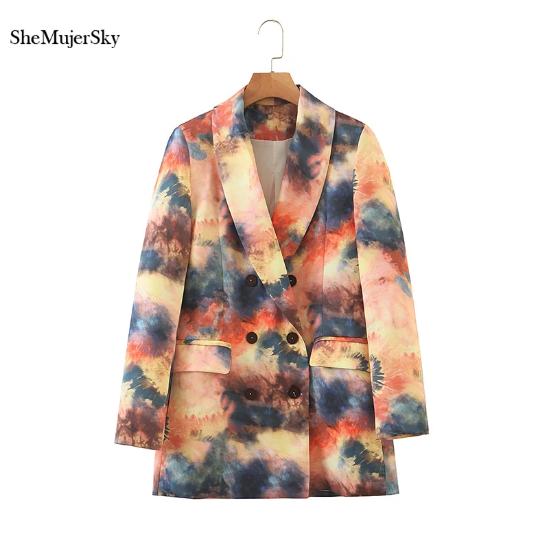 

Женский блейзер SheMujerSky, двубортный блейзер с ярким принтом, Осень-зима 2020