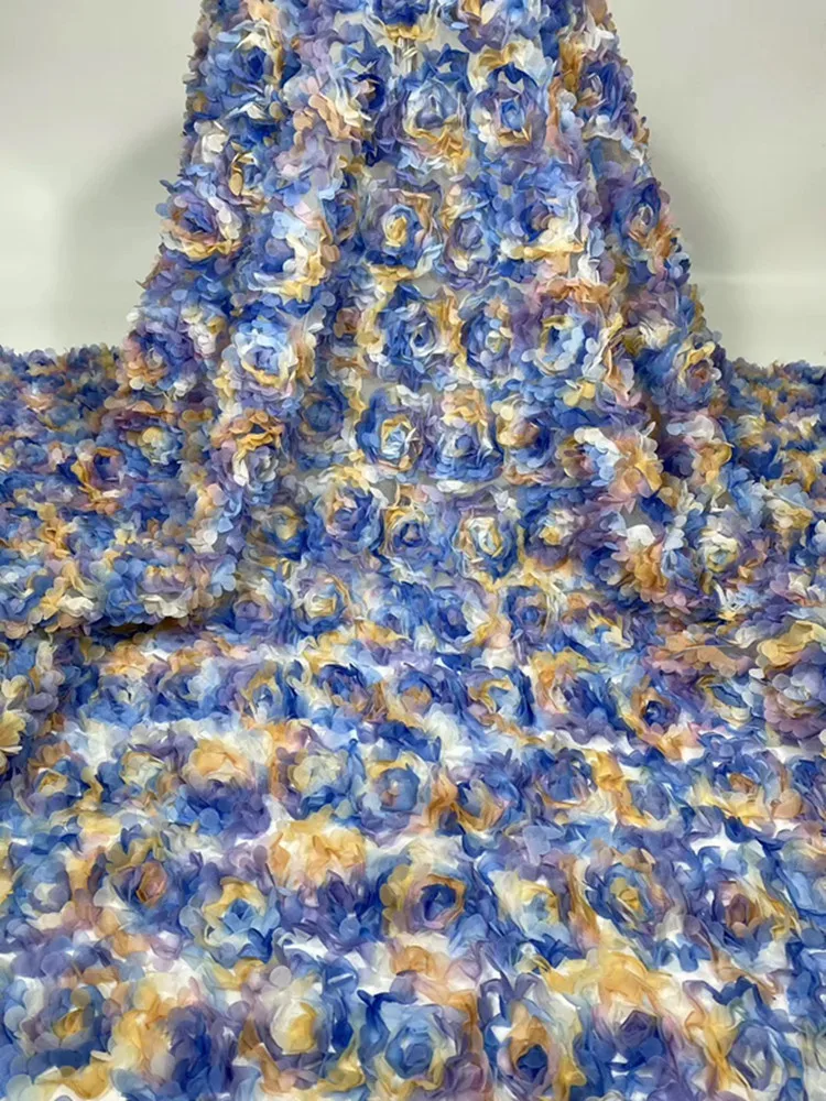 2020 Взрывные Модели полный живот 3D Цвет Цветы французский Тюль кружевная ткань