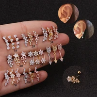 1piece creative piercing stud earrings for woman 2022 trend jewelry diameter 0 8mm flower star arrow inlaid zircon earrings