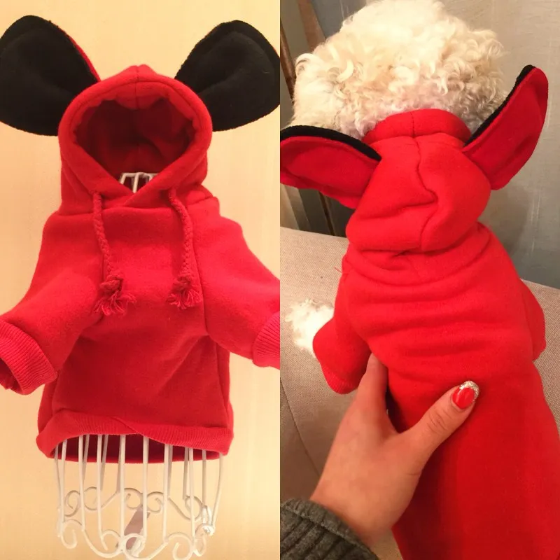 Одежда для собак утолщенная зимняя одежда с Микки Маусом маленьких флисовый