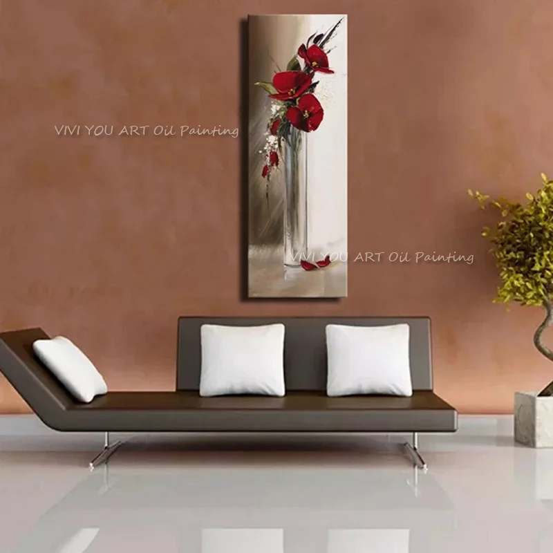 

Purple color decorative flower oil painting handmade heavy texture with palette knife acrylic wall art free shipping