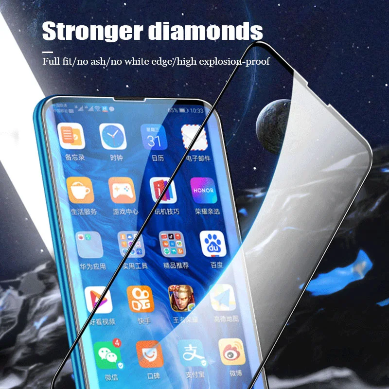 Защитное стекло 2 в 1 для Huawei Honor 10X Lite 8A 9A 8C 9C X10 9D полное покрытие закаленное 8X 9X 7X 8S