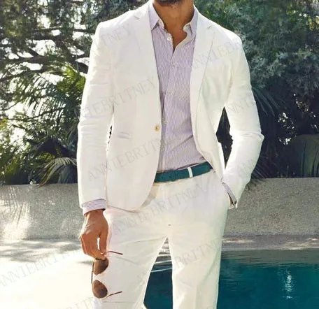 Новейший дизайн пальто и брюк бежевый льняной пляжный Свадебный мужской костюм