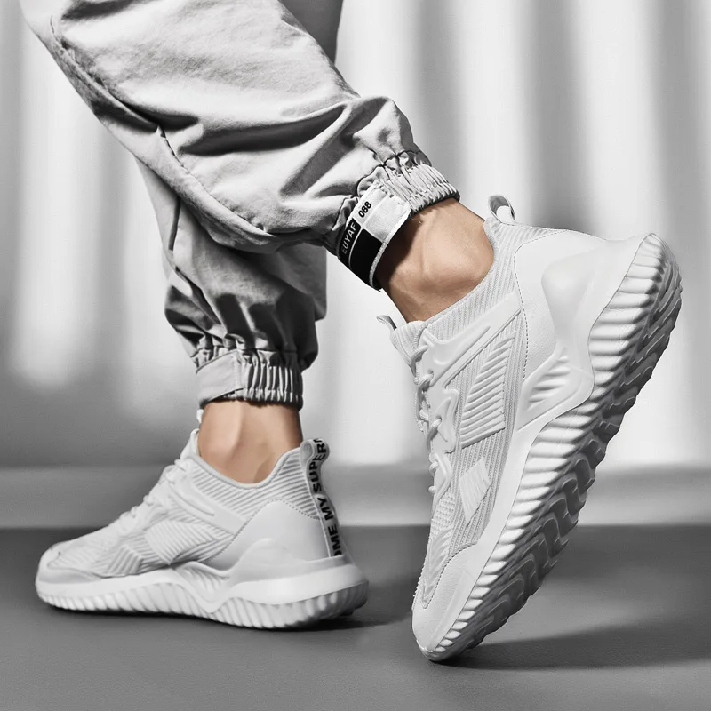 

Black Casual Shoes Sneakers Men Mens Trainers Solid White Fashion Knitting Casual Shoes Men's Summer For