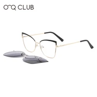 o q club vintage cat eye 2 in1 magnetic sunglasses women metal fashion optical prescription eyewear clip on spectacles fn19003