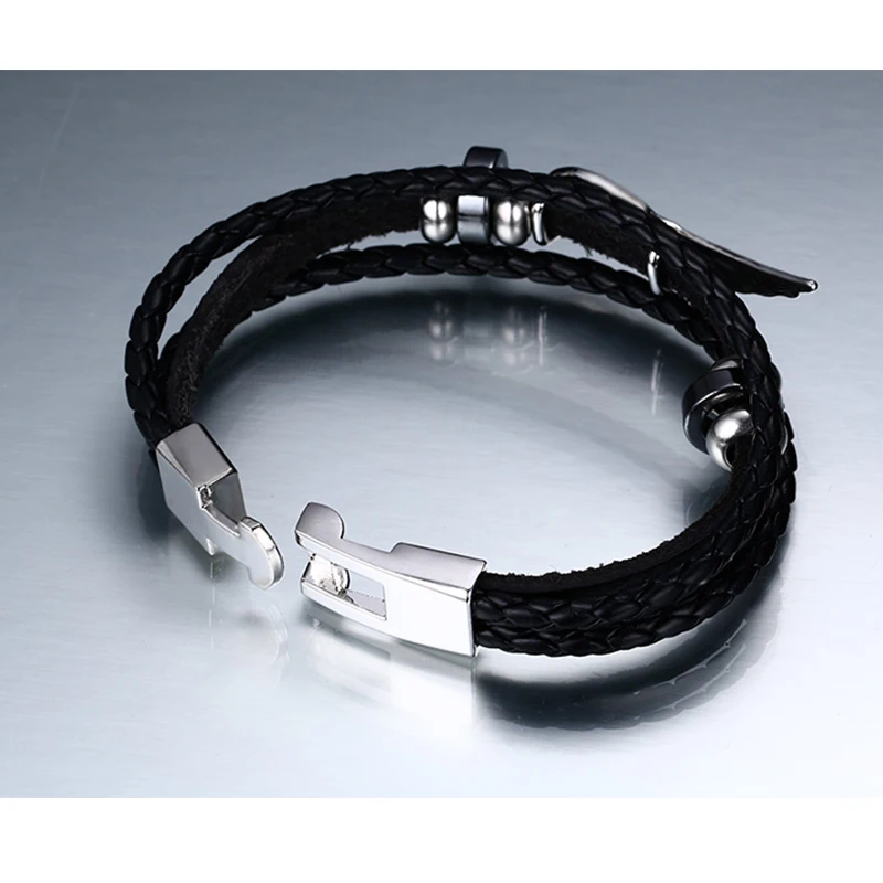 New Fashion Design Jewelry PU Leather Woven Bracelet Men Angel Wings Bracelets Best Friend Gift In Holiday Popular Accessories | Украшения